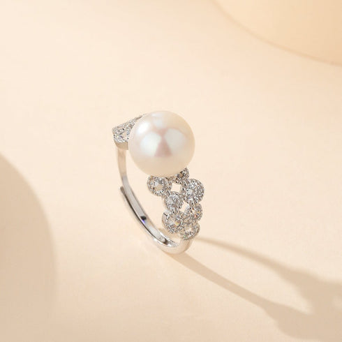 8-9mm Freshwater Pearl & Gloria CZ Ring - House Of Pearls